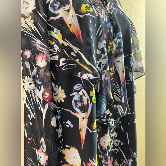 Marciano Women’s Dress Black Floral Birds of a Feather Size Large - Picture 11 of 13